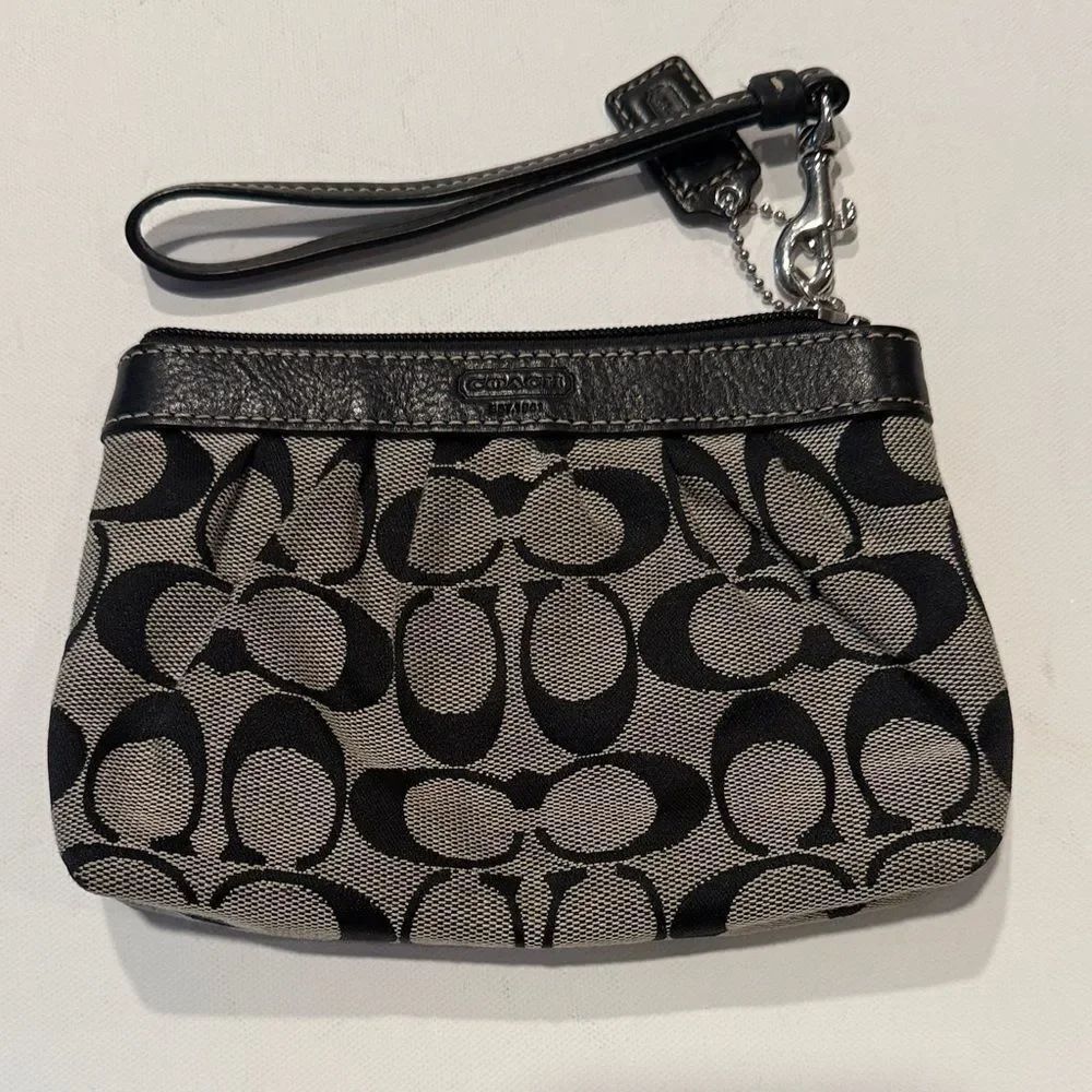 Coach Signature Black and Gray Wristlet